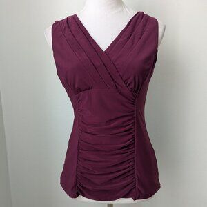 WHBM Plum Sleeveless Cinched Blouse, Small